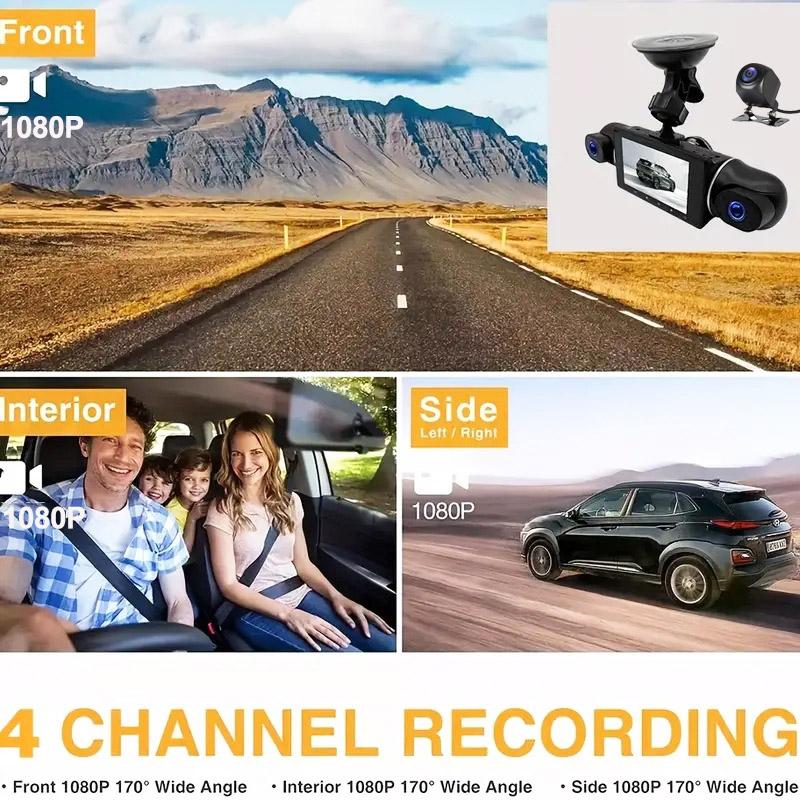 1080P Video Recorder 4Channels Car DVR WIFI Dash Cam for Cars Night Vision 360° Rear View Camera 24H Hardware Kit Car Assecories
