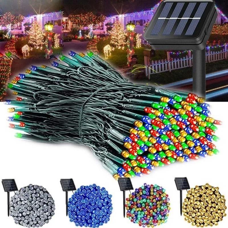50LED/20LED Солнечные гирлянды уличные водонепроницаемые гирлянды 8 режимов для дома, сада, свадьбы, вечеринки, уличного украшения деревьев 7м/5м