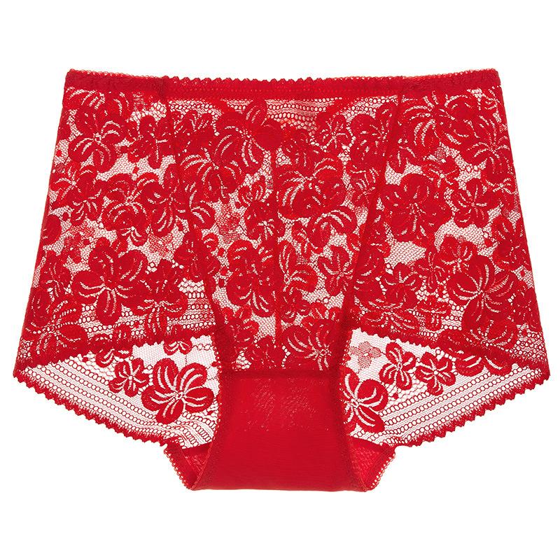 Seamless Lace High Waist Panties for Women Lingerie Sexy Flowers Embroidery Mesh Breathable Briefs Plus Size Underwear EMA