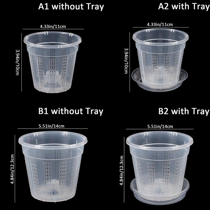 1Pc Flowerpot Garden Planter Drainage Pots with Holes Transparent Orchid Baskets Plastic Breathable Flower Pots Accessories
