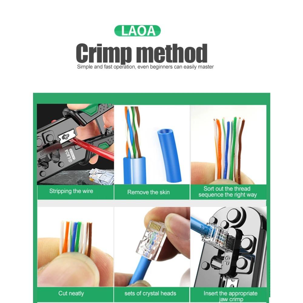 Сетевые плоскогубцы с храповым механизмом 8P6P, плоскогубцы для стальной проволоки, пресс-клещи для проволоки с хрустальной головкой, трехцелевой набор, плоскогубцы для зачистки проводов