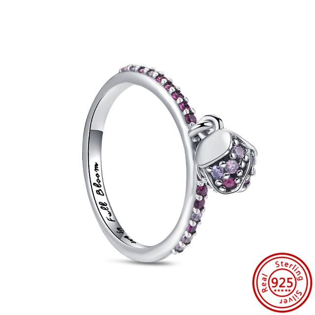 Новое весеннее кольцо с цветочным бантом и перьями, Корона клевера, сверкающее стерлинговое серебро 925 пробы, круглое кольцо, женское оригинальное европейское ювелирное украшение