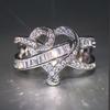 Xiaomi Huitan Delicate Heart Shaped Women Ring Fashion Cross Design Party Accessories Silver Color with Bright CZ Noble Jewelry Gift