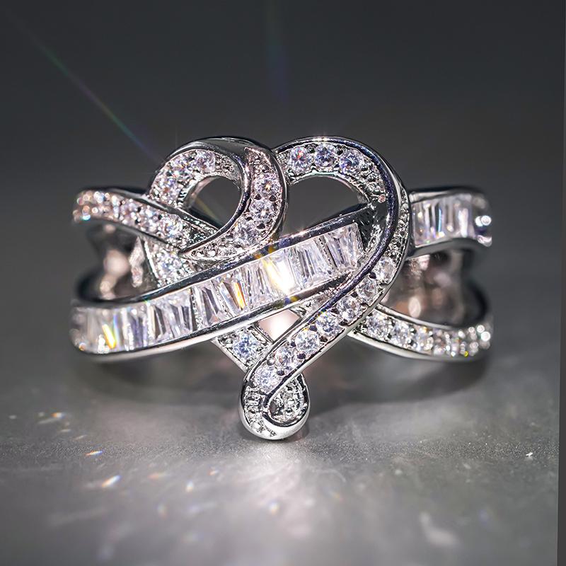Xiaomi Huitan Delicate Heart Shaped Women Ring Fashion Cross Design Party Accessories Silver Color with Bright CZ Noble Jewelry Gift