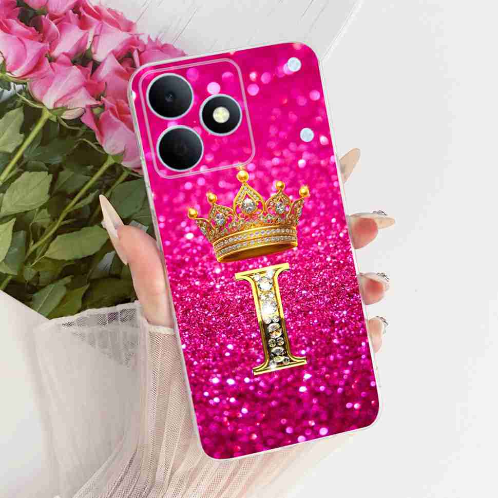 Чехол для Realme Note 80 4G RMX5388 Новый Буква Корона A-Z ТПУ Задняя Крышка Для Realme Note80 NOTE 80 4G Чехлы для Защиты Телефона