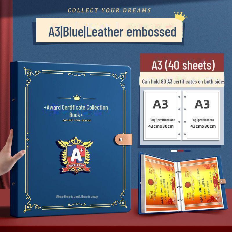 Альбом для студенческих наград и сертификатов в британском стиле из кожи - большая вместимость A3/A4 памятная фотокнига