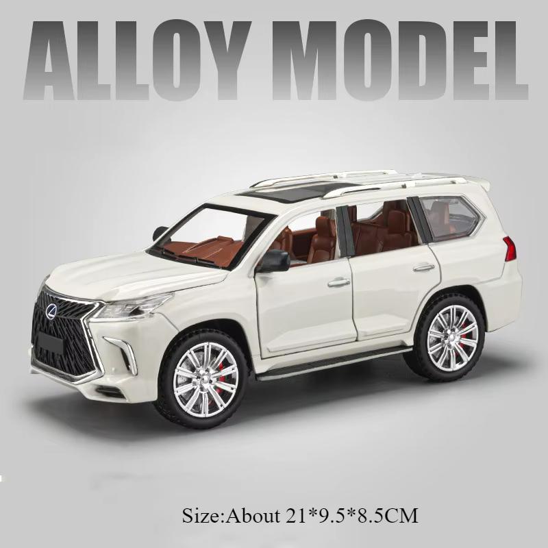 1:24 Scale ES300H LX570 Car Model Toy Sound Light Pull Back Doors Opened High Simulation Cars Models for Boys Ornaments