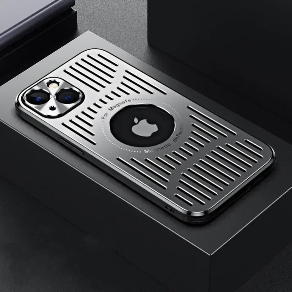 Металлический Теплоотводящий Магнитный для Чехла для Для Iphone 14 16 Pro Max 13 12 1 Pro Отверстие под Логотип Чехол для Беспроводной Зарядки