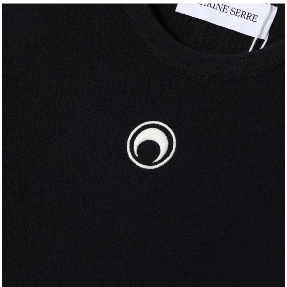 Женский облегающий трикотаж Marine Serre с логотипом луны Wtk014a Ckni0511 Bk99