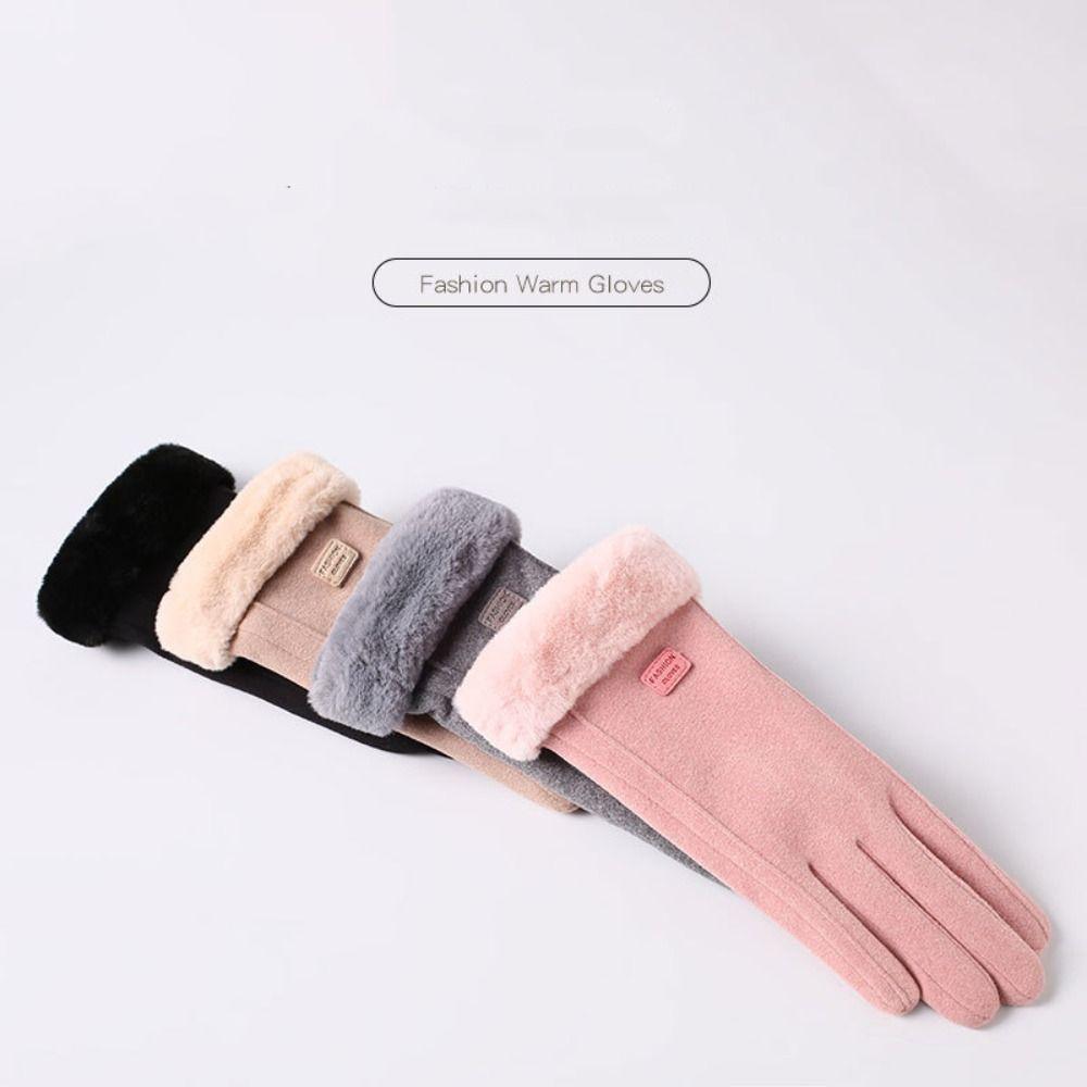 Thick Winter Gloves Velvet Women Mittens Skiing Plush Gloves  Girls