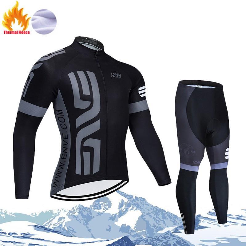 Winter Cycling Thermal Fleece Long Sleeve Set Men Women - Warm Breathable Bike Apparel
