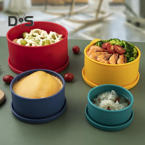 Силиконовый ланч-бокс 300 мл/400 мл/700 мл/1300 мл/2100 мл, сохраняющий свежесть с крышкой, термостойкость, герметичный контейнер для обеда