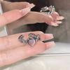 Heart Ring Cat Eye Peach Heart Adjustable Women Rings Jewelry Gift
