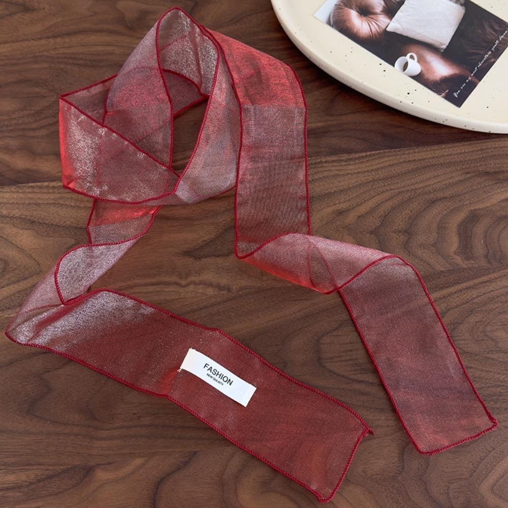 Y2K Silk Scarf Thin Organza Headscarf Decorative Long Skinny Scarf Beach