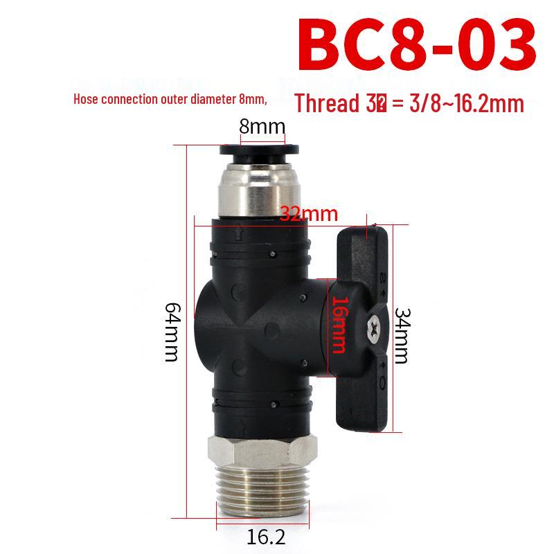 Pneumatic PU Tube Quick Connector Hand Valve BUC6/8/10/12mm for Air Compressors