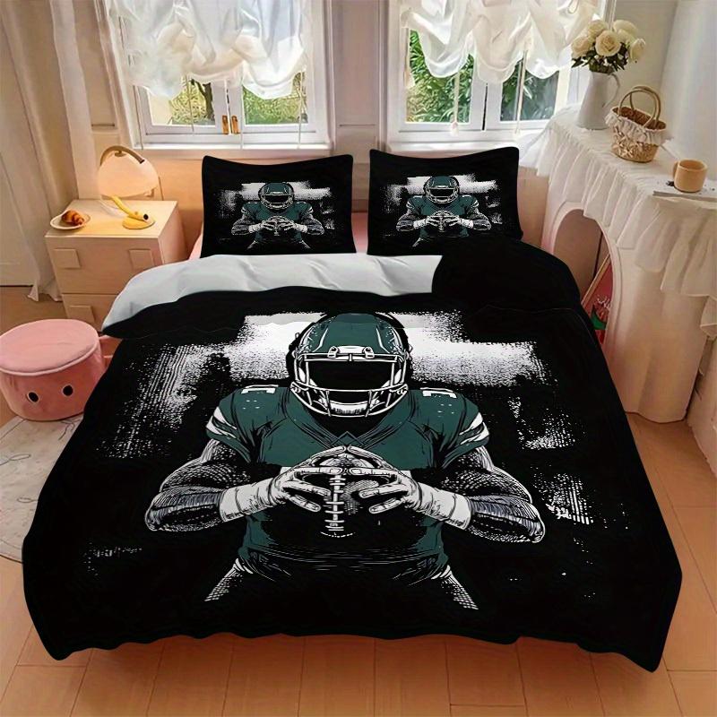 3pcs set Football Player 1 Quilt Cover + 2 Pillowcases, All Seasons Bedroom Setting, Perfect for Home and Dorm Decor a168