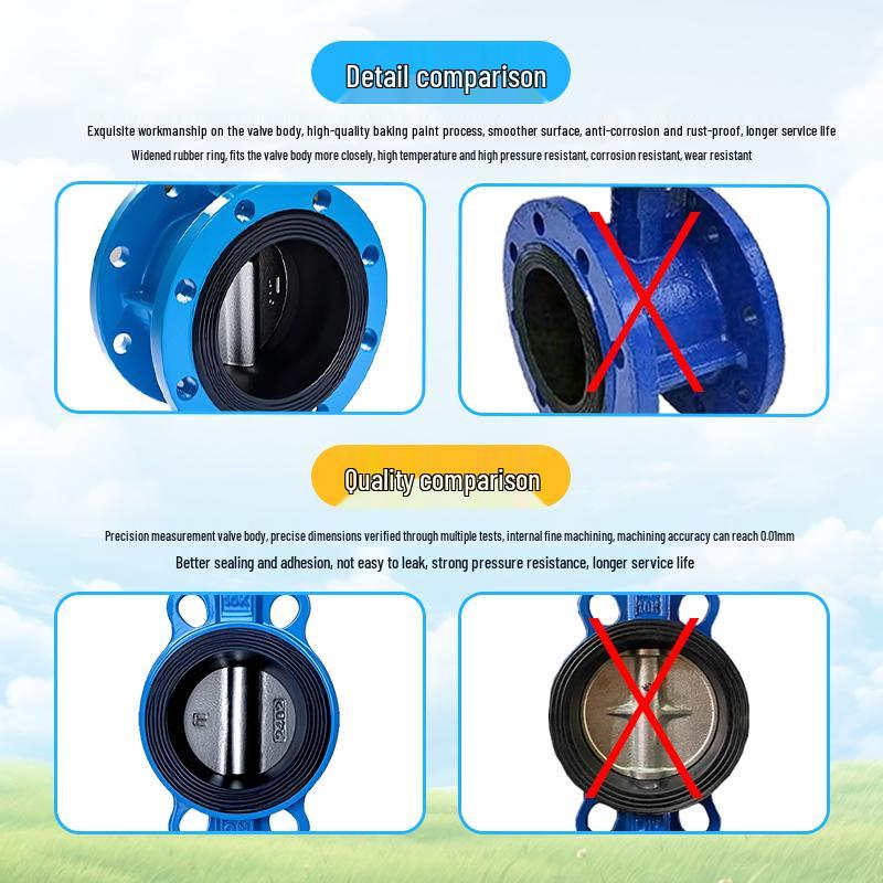 Двуфланцевый дисковый затвор D71X-16Q/C с уплотнением из ПТФЭ, корпус из литой стали и нержавеющей стали 304, ручной, DN65/80/100