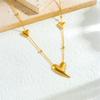 DIEYURO 316L Stainless Steel Golden Concise Heart Love Necklace For Women New Fashion Popular Neck Chain Valentine's Day Gift
