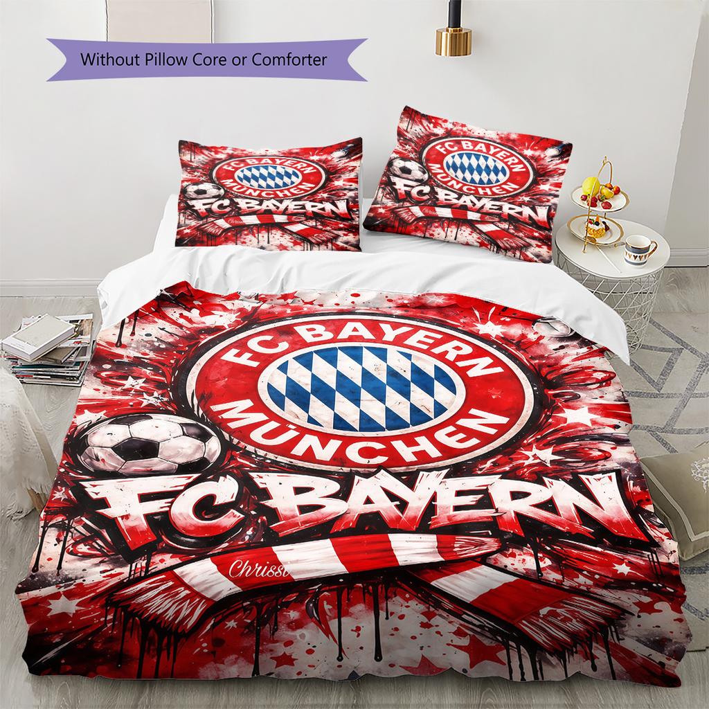 FCB logo Pattern Bedding Quilt Set Quilt Cover Pillowcase Home Decoration Birthday Gift (1 * duvet cover + 2 * pillowcase, without core)