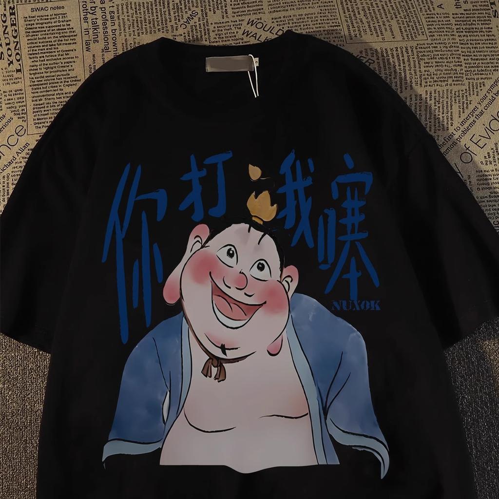 Футболка с короткими рукавами для мальчика Nezha Taiyi Real Person, летняя одежда, детская футболка Nezha, свободная детская одежда среднего размера