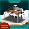 Gold-Plated Stainless Steel Buffet Warmer with Full Lid and Visible Insulation