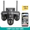 6K 12MP WiFi IP Camera Outdoor Triple Lens Three Screen 10X Zoom Panoramic View PTZ Security Cam Motion Detection 8MP Video Surveillance