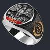 Jianjie Silver Masonic Symbol Enamel Ring - Retro Trendy Men's Jewelry