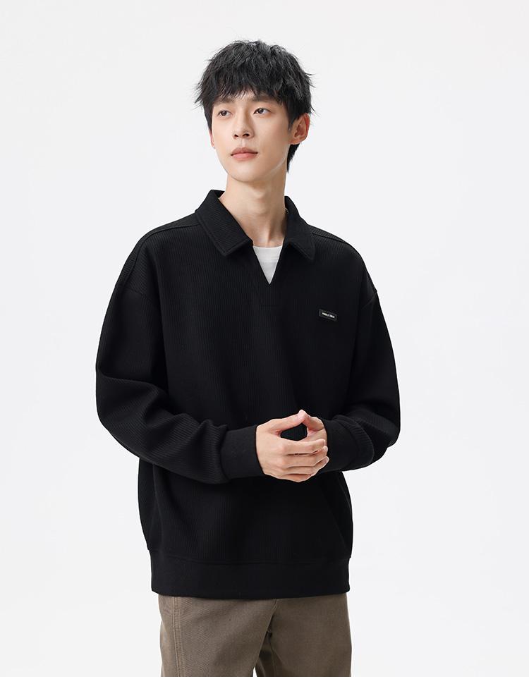 345g Japanese style Waffle patchwork soft and loose men's hoodie