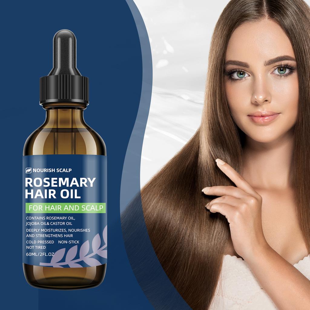 Rosemary and Peppermint Hair Care Oil Strengthening Scalp Treatment for Thicker Hair and Anti Breakage 60ML Glass Dropper for Damaged Hair