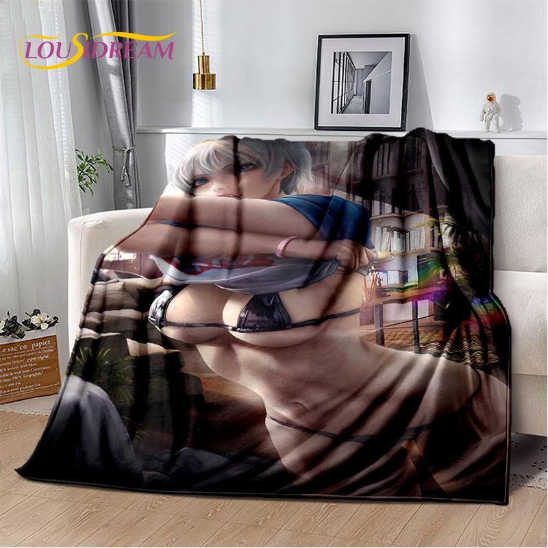 Sexy Lace Beauty Girl Lady Cartoon Anime Character Blanket,Soft Throw Blanket for Home Bedroom Bed Sofa Picnic Office Cover Gift