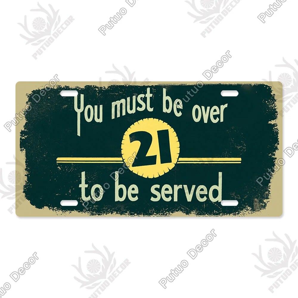 Putuo Decor Warning Metal Sign Plaque Metal Vintage Licenses Plate Tin Sign Wall Decor for Gas Station Pub Bar Beach Decoration