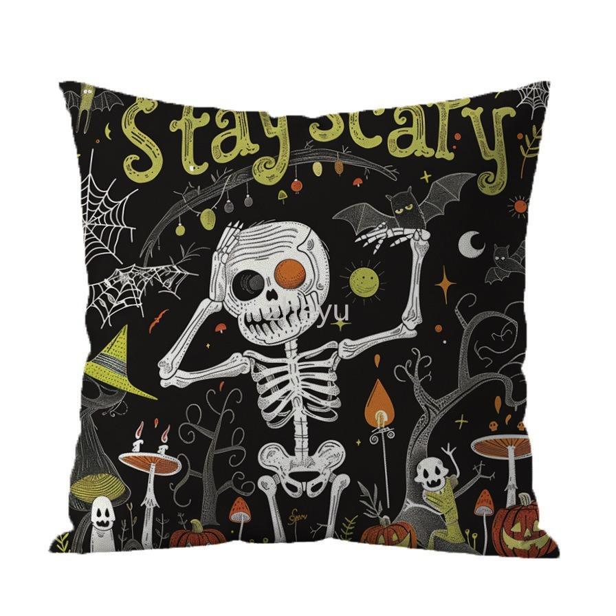 Наволочка для украшения вечеринки на Хэллоуин, наволочка с изображением замка-призрака из тыквы, подходит для украшения дома, гостиной, дивана, комнаты