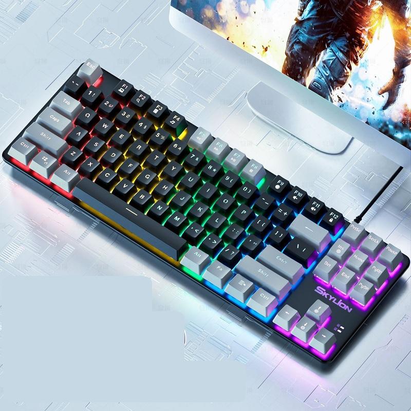 H87 настоящая механическая 87-клавишная зеленая ось, проводная клавиатура, компьютер, ноутбук, внешние офисные электронные игры, 9 видов RGB-подсветки