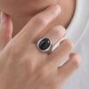 Vintage Glaze Ring Stainless Steel Oval Finger Ring Gothic Punk Rock Stone Eye Ring  Men