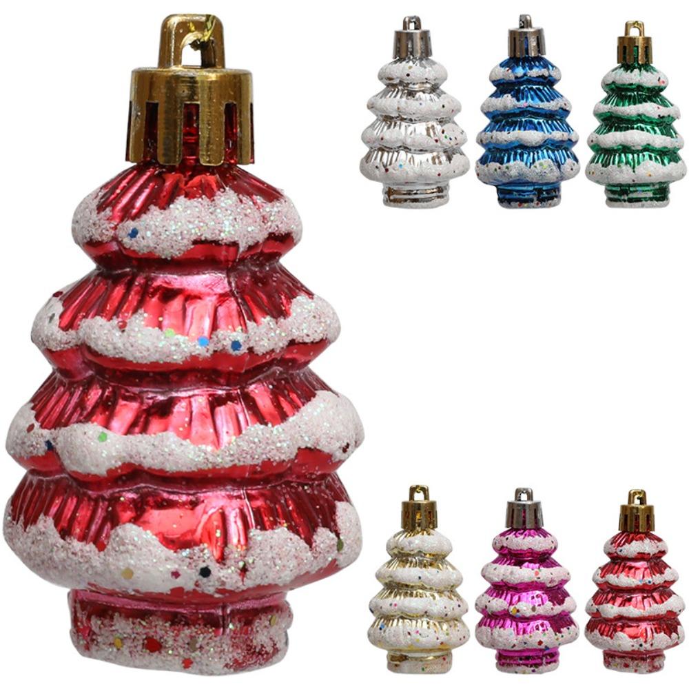 6 шт./коробка пластиковая елочная игрушка окрашенные кедровые рождественские украшения