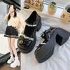 Ретро французский бант из жемчуга с юбкой, женские туфли на одинарной подошве, весна-лето 2025, новая толстая подошва, увеличивающая рост, колледж, кожаные туфли