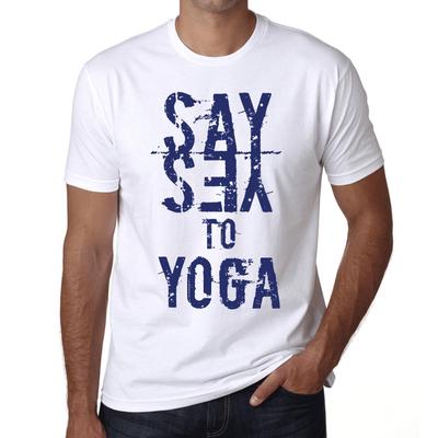 Мужская винтажная футболка Футболка с рисунком Say Yes to Yoga White