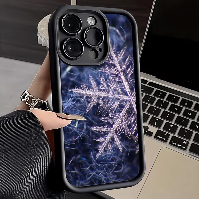 Чехол для телефона iPhone 17 Air 16E 15 16 Pro Max Снежинка Зимний Холодный Чехол 14 Plus 13 12 Mini Мягкий Силиконовый Fundas