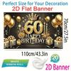 Двумерный фон для фотосъемки «С 60-летием!» с золотой цифрой «60», короной и баннером с шарами