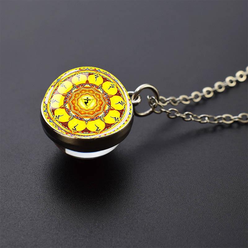 Сакральная геометрия-куб Метатрона, ожерелья Шри Янтра Мандала, двустороннее стеклянный шар, кулон, ожерелье, буддийское ювелирное изделие для йоги, подарок