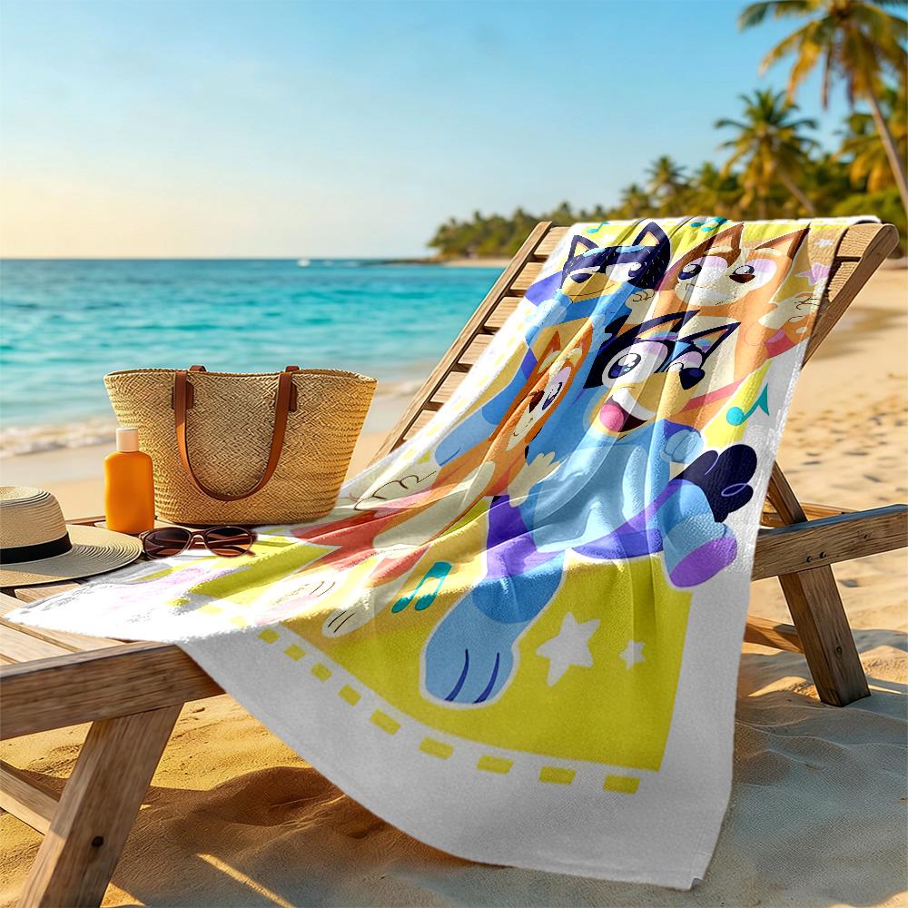 Bluey Bingo Adventure Durable Beach Towel Foldable erfect for Travel Beach Swimming Fashion Lovers Birthday/Christmas Gift