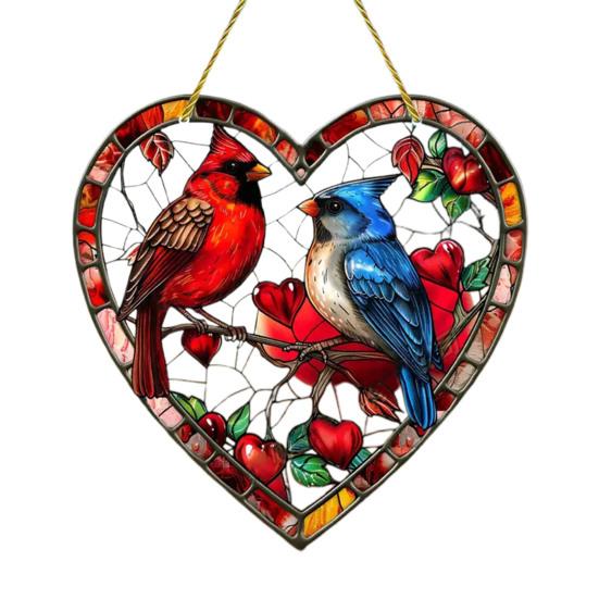 Love Heart Sun Catcher, окрашенный акриловый оконный подвесной орнамент, в форме сердца, для балкона, крыльца, двора