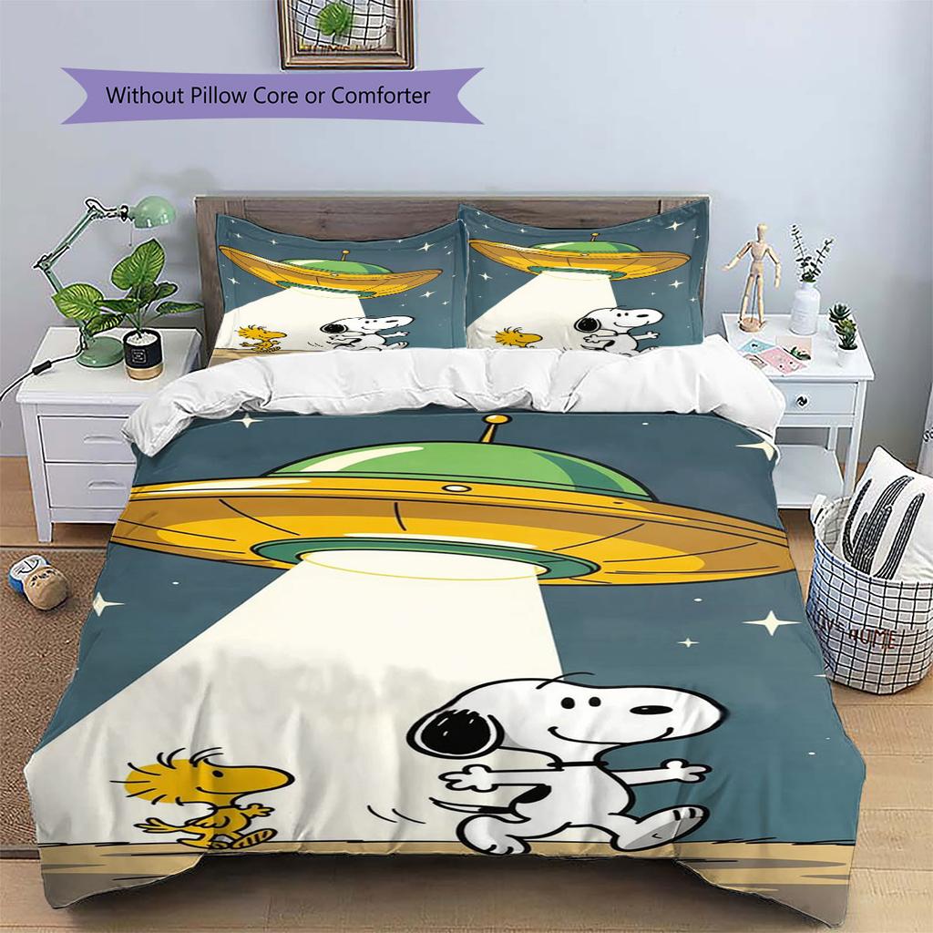 Snoopy Riding A Space Rocket – A Comfortable and Warm Bedding Set, The Perfect Choice To Decorate Your Bedroom.