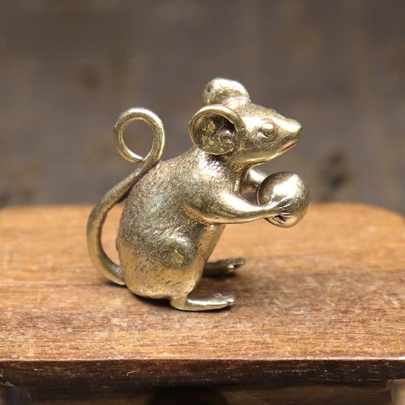 2 шт. медная милая мышь персиковый чай питомец столовое украшение ремесла латунная статуэтка животного крысы украшения для дома аксессуары