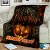1PC Custom Name Pumpkin Halloween Decorations outdooor Flannel blankets Throw Blanket All-Season Throw Gift Bedspread for Couch, Bed, Camping Holiday 