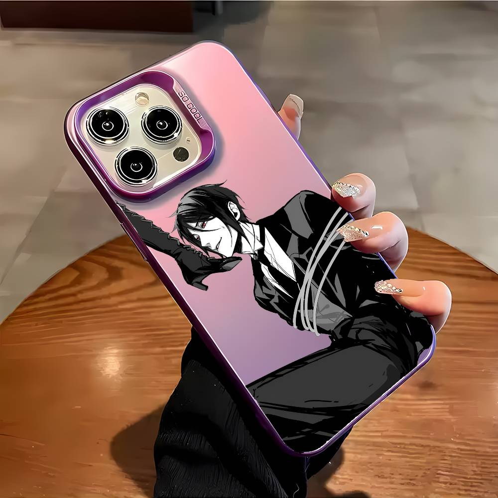 Чехол для телефона Черный дворецкий Для iPhone 16 15 14 13 12 11 Plus Pro Max разноцветный Лазерный Аврора Ударопрочный Чехол Funda