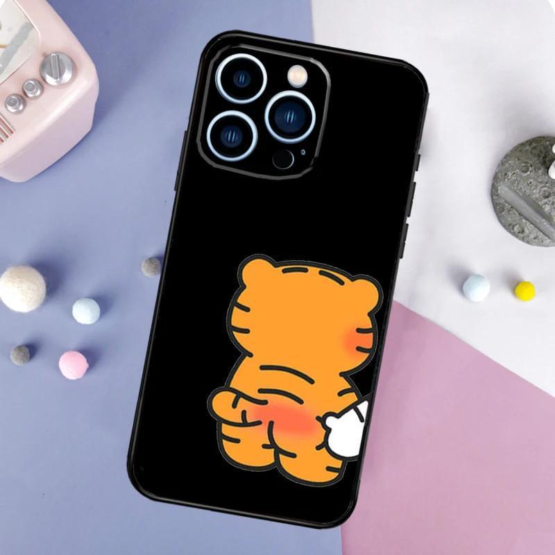 Чехол для мобильного телефона Apple Iphone15 Pro, милый чехол для мобильного телефона с изображением тигра и парой волос, устойчивый к падениям, Huawei Three