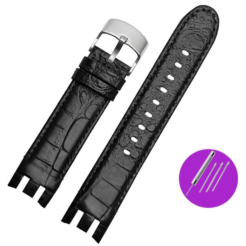 Классический ремешок для часов из натуральной кожи для Swatch Yrs403 412 402G Series, изогнутый вогнуто-выпуклый ремешок из коровьей кожи 21 мм, аксессуар для мужских часов