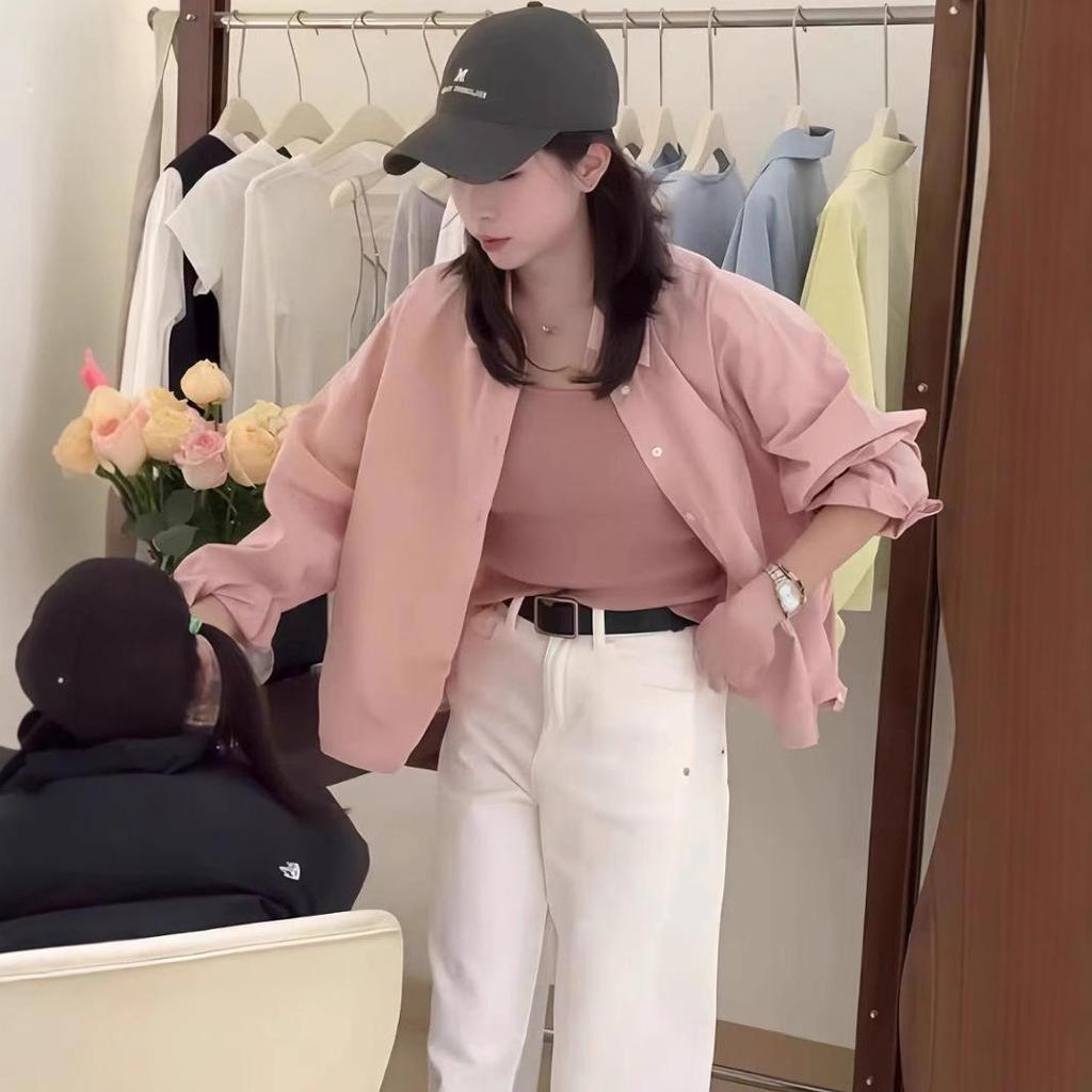 Рубашка с лацканами в корейском стиле для женщин - Весенняя мода 2025, Маленький повседневный, Свободный приталенный топ