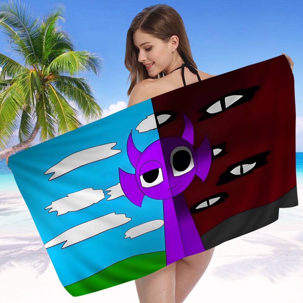 I-Incredibox S-Sprunki Аниме Пляжное Полотенце для Купания Мягкое Впитывающее Мочалка Детские Подарки для Детей Путешествия Кемпинг Спортзал